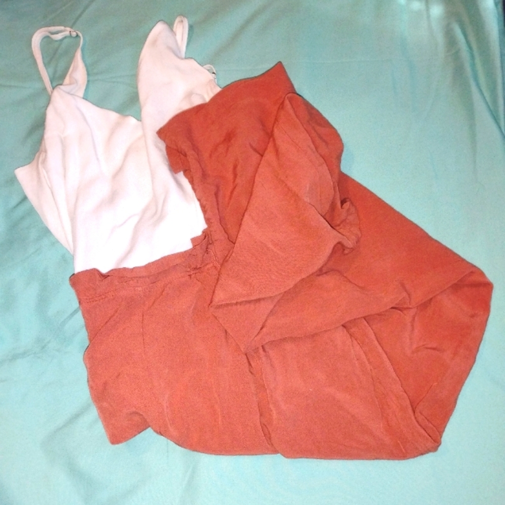 🧡🤍 NWOT Girls Juniors Shinestar Onesie Jumpsuit Romper Small Orange White